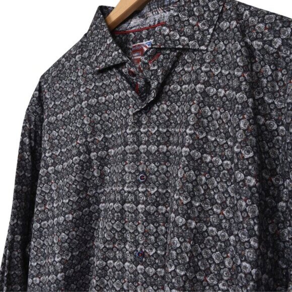 7 Downie Street Dress Shirt Button Up Long Sleeve Black Gray Size XXL - Picture 3 of 11